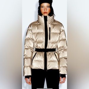 Zara Down Puffer Jacket Gold Ski Collection SOLD OUT Large